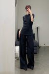 mame kurogouchi crew neck rib knit top MM22SS JS027 navy blue